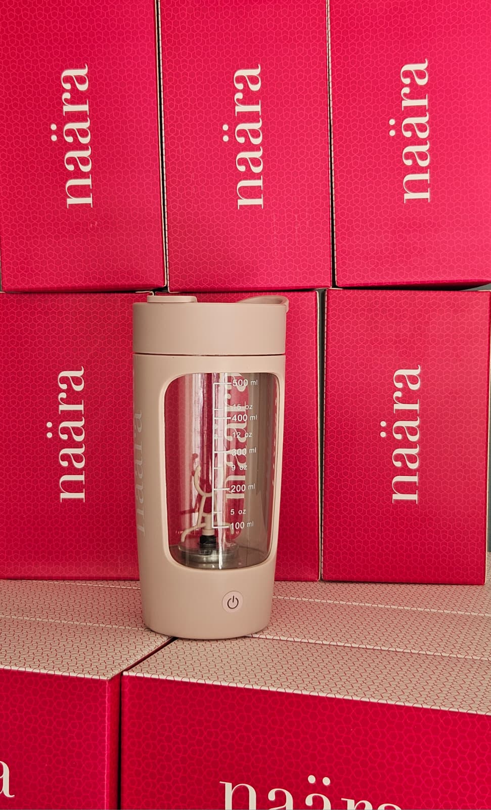 Shaker éléctrique, 650ml Bouteille de Shaker de Protéines avec Boîte à Poudre, Bouteille de Mélangeur de Shake de Protéines Rechargeable par USB avec Poignée pour Le Sport Et Le Fitness (Rose)